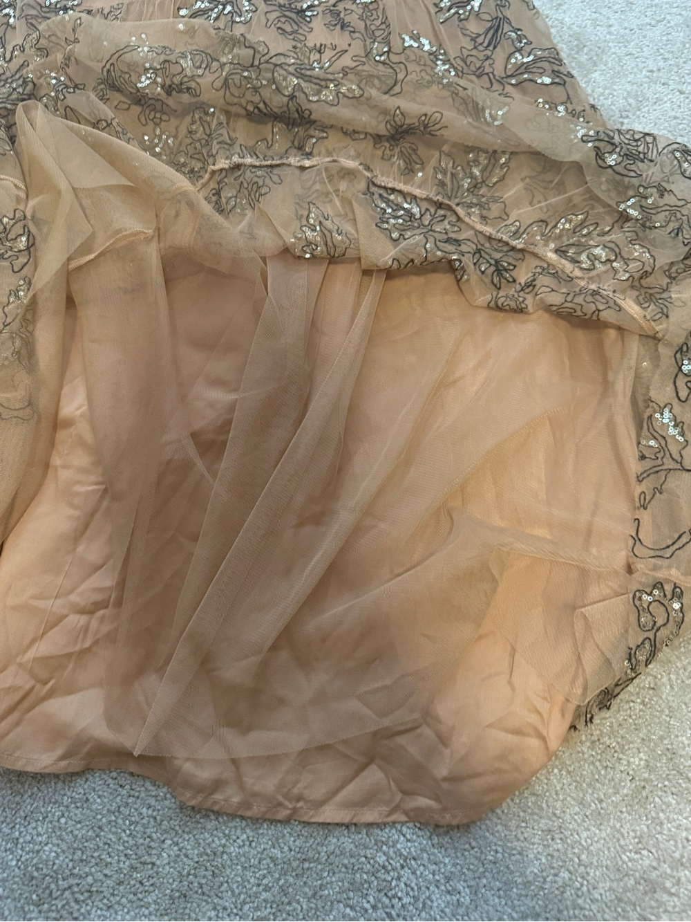 Anthropologie Sequin embroidered mesh Embellished Strap Maxi Dress Brown Medium - Picture 9 of 11